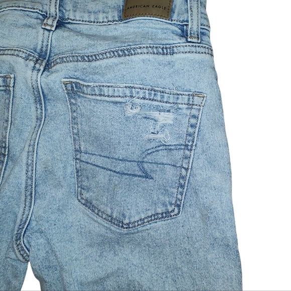 American Eagle Super High-rise Ankle StraightDistressed Denim Blue Jeans Size 00 - Picture 9 of 11